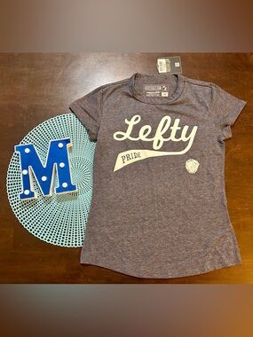 Lefty Pride Women’s Graphic Tee in Heather Navy/Grey XS
